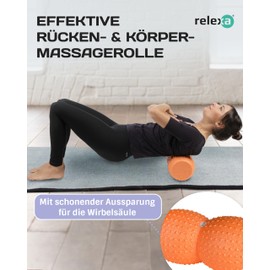 relexa relexa Peanut Fascia Roller 17 x 33.5 cm Fascia Roller for the Back with Cut-Out on the Spine and Massage Pressure Points for Blood Circulation (Orange)