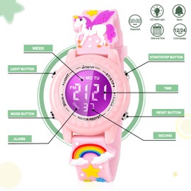 Dotodo Little Girls Watch, Toys for 4 5 6 7 8 9 10 Year Old Girls Kids Digital Watch Birthday Present Gifts for 3-12 Year Old Kids Xmas Gifts Toys for Kids School Toys for Girls - Light Pink