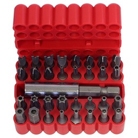 HTS 123C0-33pc Security Tamper Proof Magnetic Screwdriver Bit Set - Phillips Slotted Square Torx Hex Star Spanner Tri Wing Electric - 1/4" Quick Release Bit Holder