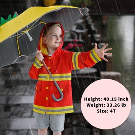 YOUNGER TREE Toddler Baby Boy Girl Firefighter Raincoat Cute Cartoon Hoodie Zipper Coat Outfit (Red, 12 Months)
