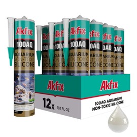 Akfix 100AQ Aquarium Sealant Black (12x10.1 fl. oz.) – 100% Waterproof, Fish-Safe, High-Speed Curing and Strong Adhesion, Non-Toxic Glass Adhesive for Aquarium Repair | Black, 12 Pack