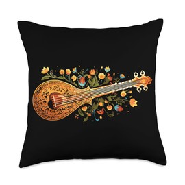 Sitar Player SteMi Apparel Sitar Player String Instrument Musician Musical Sitarist Throw Pillow, 18x18, Multicolor