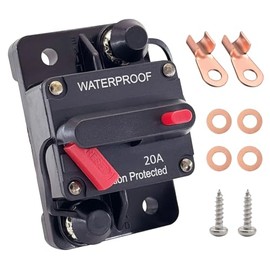 20A Circuit Breaker, Ampper Surface Mount DC 12V-48V Waterproof Thermal Circuit Breaker Fuse with Manual Reset/On-Off for Boat Trolling Motor Auto Audio Solar and More
