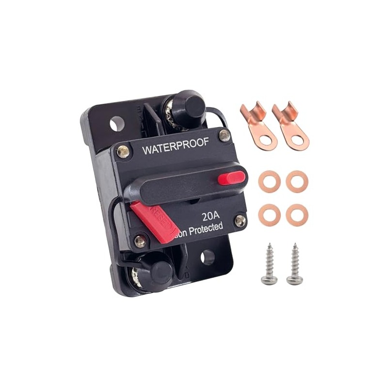 20A Circuit Breaker, Ampper Surface Mount DC 12V-48V Waterproof Thermal