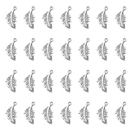 Ruwado 50 Pcs Leaves Shape Charms Metal Small Cute Pendants Beads for Jewelry Making Kits Crafting Necklace Bracelet Earring Keychain DIY Accessories Supplies (Silver)
