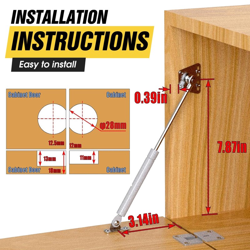 Drop Down Gas Struts, Gas Spring Hinge with 90 Degree