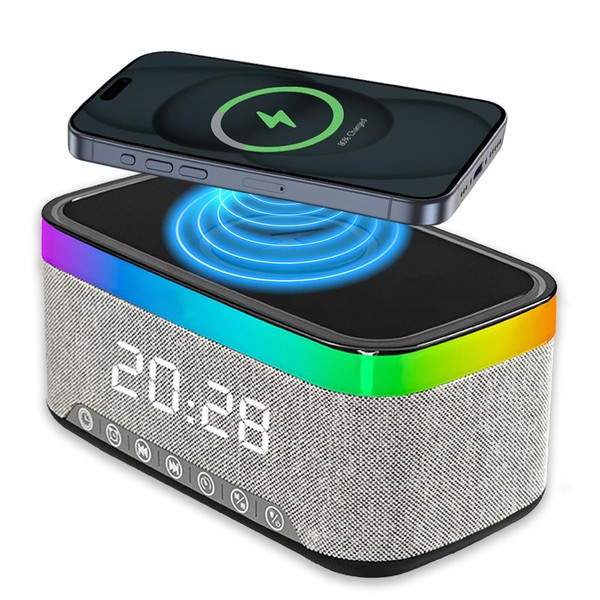 Digital Alarm Clock with 15W Fast Wireless Charger, Alarm Clock