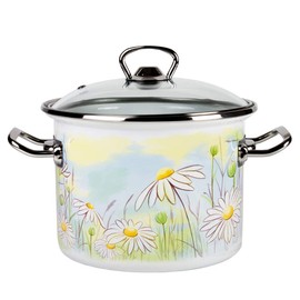 Enamel Stock Pot Daisy Fields Enamel Cooking Pot Enameled Pot with Lid (5.8-qt. (5.5 L))