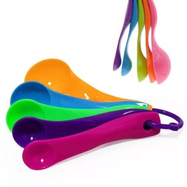 Glamified Kitchen Craft 5 Piece Measuring Spoon Set, Food Grade BPA Free Durable Plastic Kitchen Set 5 Pieces, Multicolour
