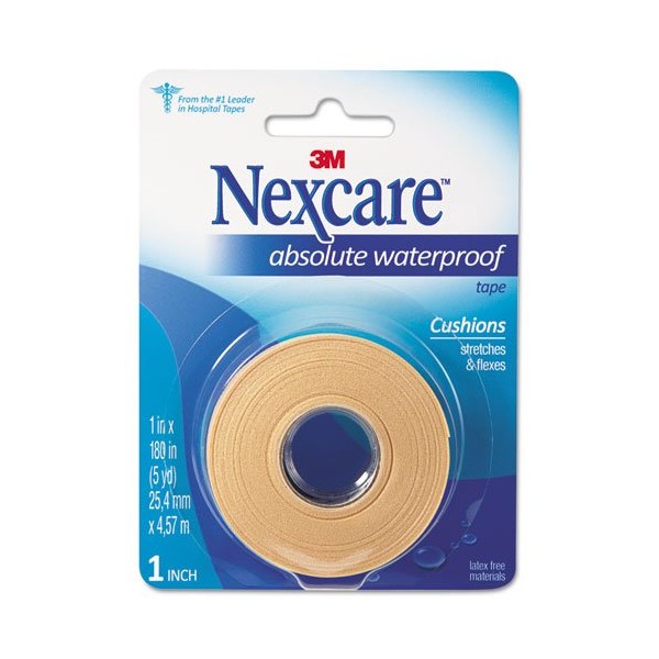 Nexcare 731 First Aid Waterproof Tape W/Dispenser,1-Inch X180-Inch, Flexible