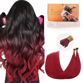Doores I Tips Hair Extensions Real Human Hair, Red 22 Inch 25g, Real Hair Extensions, Natural Looking