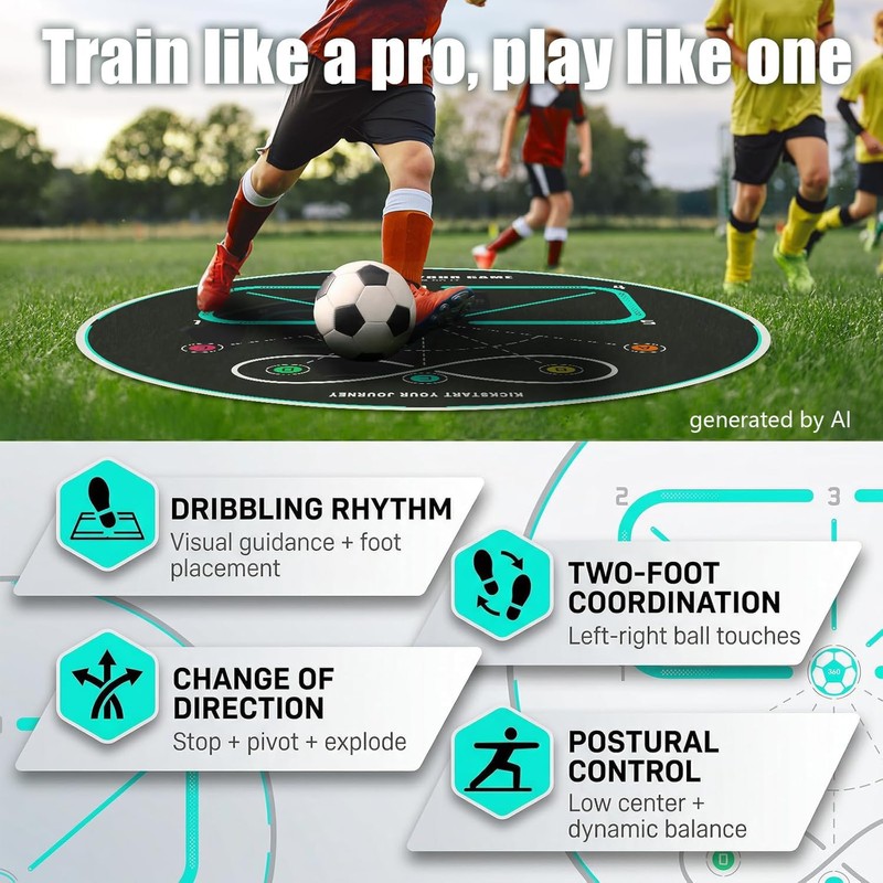MUKESKY Soccer Training Mat for Footwork & Agility, 360° Circular