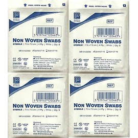Premier 1860A 4 Ply Sterile Absorbent Non Woven Swab, 7.5cm x 7.5cm, 5 Count (Pack of 40)