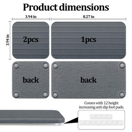 Gdsinstna 3PCS Water Absorbing Stone Tray for Sink,Stone Drying Tray,Diatomite,for Placing Kitchen and Bathroom Supplies,8 × 4inch and 4 × 4inch-Dark Gray