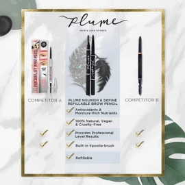 Plume Science Nourish & Define Refillable Brow Pencil, 5 ml (Endless Midnight)