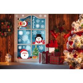 Christmas Window Clings 300PCS Christmas Window Clings for Glass Window Christmas Window Decals Xmas Santa Window Stickers for Glass Windows Decorations