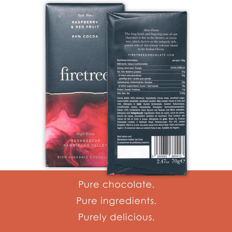 Firetree Madagascar Sambirano Valley 84% | Vegan, Soy Free, Nut