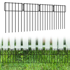 MOOACE 10 Pack Animal Barrier Fence, 17 in(H) X 10 Ft(L) No Dig Fence Decorative Fencing Border for Dog Rabbit Pet, Rustproof Metal Small Fence Panels