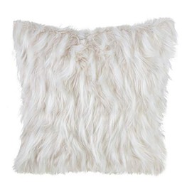 SARO LIFESTYLE La Neve Collection Stylish Throw Pillow with Faux Fur Design and Polyester Filling, 18", Ivory