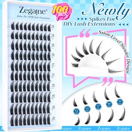 Spike Lash Clusters Manga Pre-Made Lash Extensions 13-21MM Long Anime Cluster Eyelash Extensions D-Curly Fairy Salon-Level Individual Lashes Wispy Eyelash Extension Professional DIY At Home by Zegaine