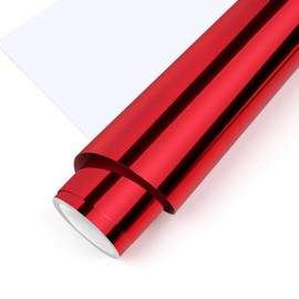 TECKWRAP Red Metallic HTV Heat Transfer Vinyl, Red Chrome Iron on Vinyl Easy to Cut & Weed DIY Heat Press Design for T-Shirts,12" x6ft