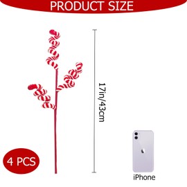 Candy Cane Christmas Decorations, 17 Inch Large Ornaments for Christmas Tree Picks, 4 Pcs Christmas Tree Decorations, Red and White Christmas Ornaments, Big Grinchs Christmas Tree Topper Filler