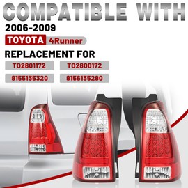 HECASA Pair Tail Light Compatible with 2006-2009 Toyota 4Runner Replacement for TO2801172 TO2800172 8155135320 8156135280 Rear Tail Brake Light Lamp Red Lens+Clear Lens Driver&Passenger Side