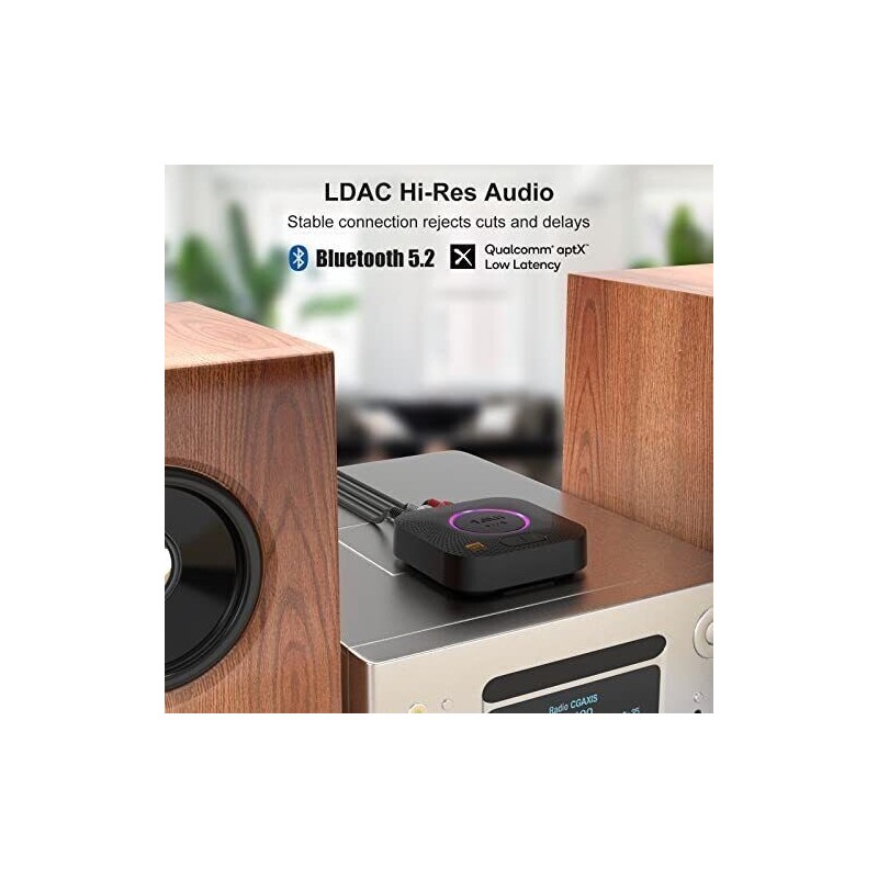 1Mii B06S+ LDAC Bluetooth 5.2 Receiver for Home Stereo Hi-Res
