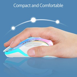 memzuoix 2.4G LED Wireless Mouse, Rechargeable Ergonomic Mouse with Detachable Cover, 1400 DPI Portable Optical Computer Mouse with USB Receiver for Laptop, PC, Desktop and MacBook, 5 Buttons-Blue