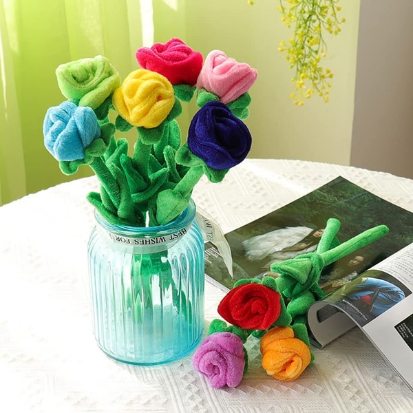 Linone Smile Flower, Plush Flower, Petite Gift, Giveaway, Return, Non-Withering Flower, Flower Bouquet, Artificial Flower, Gift (Rose, 12.6 inches (32 cm)