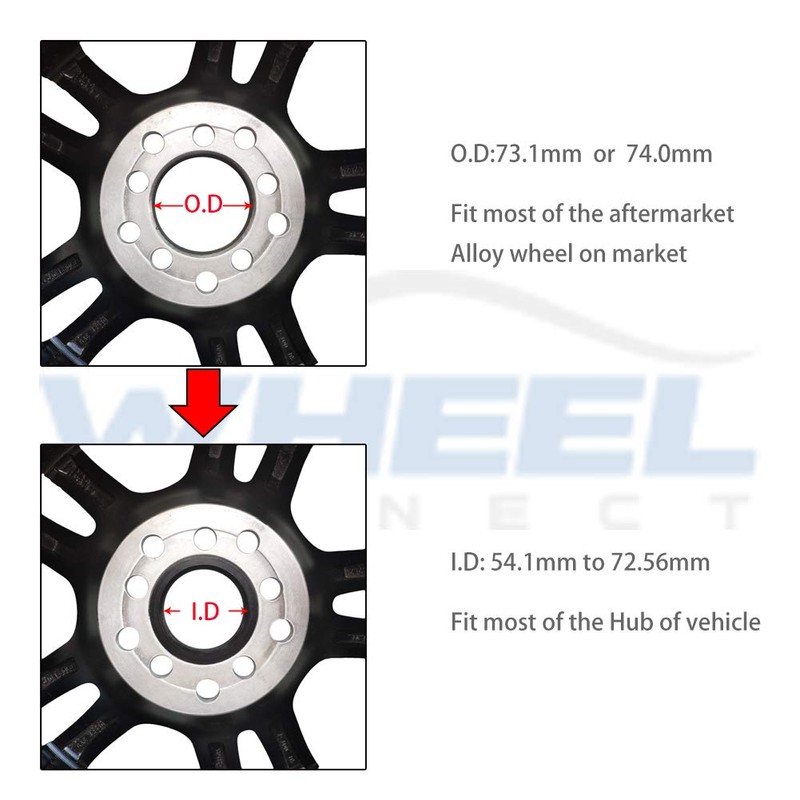 WHEEL CONNECT Hub Centric Rings, 74.1 to 56.1, Set of