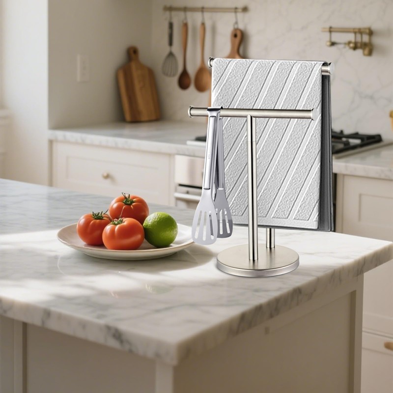 SHUNLI Hand Towel Holder Stand, Double Towel Rack Free Standing