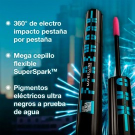 Mascara de Pestañas Firework Electro Black de Maybelline a Prueba de Agua con Vitamina B5 Ultra Negra                                                 