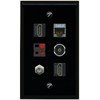RiteAV CAT7 Coax 2 HDMI Speaker TOSLINK Flat/Solid Wall Plate [Black]