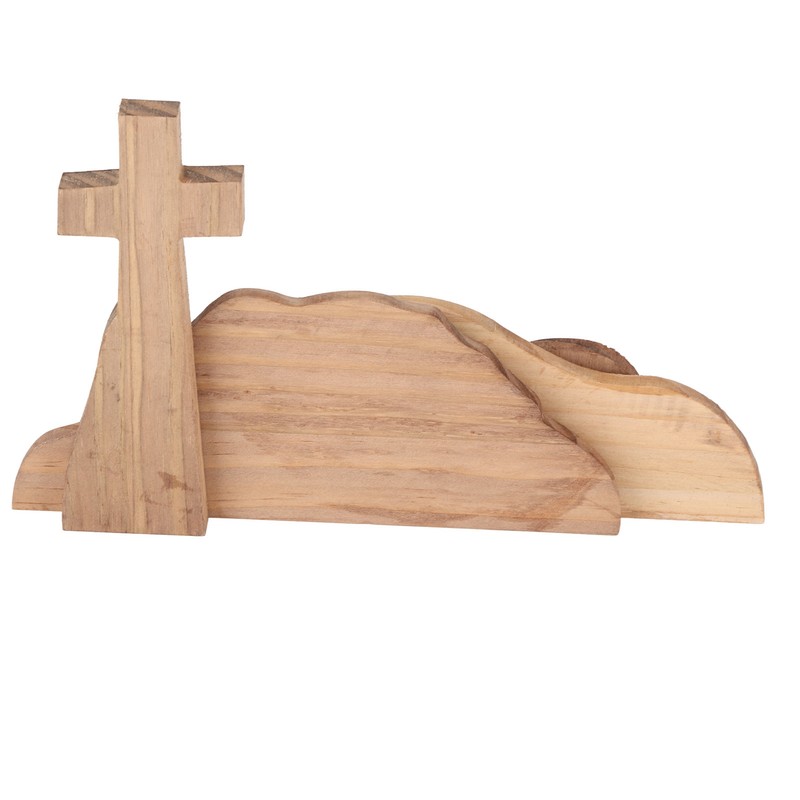 Easter Scene Decoration Handcrafted Wooden Empty Tomb Cross Decoration for