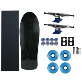 Moose Old School 80's Skateboard Complete 30" Black with Hollow 7.0 Silver/Blue Trucks, 58mm Blue Wheels