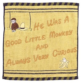 Marushin 4765031100 Mini Towel, Curious George, With Swing, Character, Handkerchief, 100% Cotton, Antibacterial, Odor Resistant, Present, Gift, Birthday
