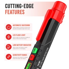 ULTRICS Voltage Tester, 12V-1000V Non-Contact AC Voltage Detector Pen, Adjustable Sensitivity Electric Tester with LED Flashlight, Buzzer Alarm for Live/Null Wire Judgment and Breakpoint Finder