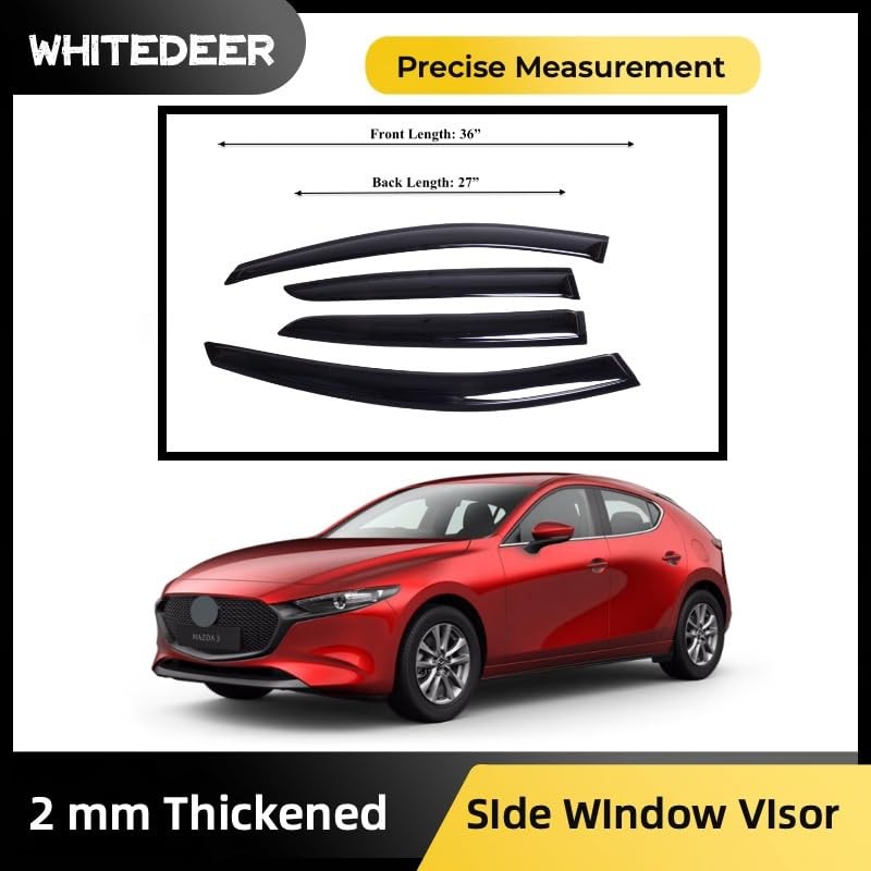 WhiteDeer ZH Durable Window Deflectors Rain Guards for Mazda 3