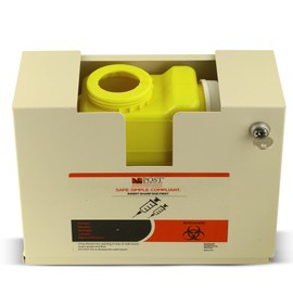 Post Medical Blade Container Cabinet - Wall Mounted Metal Cabinet Holds 1 or 1.5 Gallon Biohazard Containers - Durable Powder-Coated 18 Gauge Steel