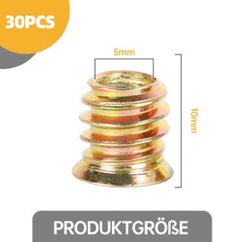 Threaded Inserts Nut Insert Nut Embedding Nut - Screw-In Sleeves Made of High-Quality Galvanised Carbon Steel, Corrosion Resistant (Pack of 30) (M5 x 10 mm)