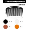 12 Peinetas Para Cabello Mujer, Set de Peinetas en Negro,