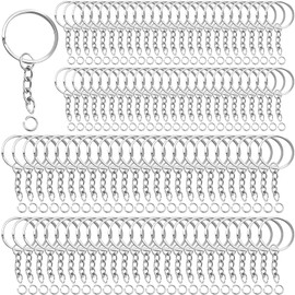 iwobi 100pcs Keychain Rings Kit,with Chain and Open Jump Rings,Keyring Chains,Metal Key Rings Hoops for DIY Other Crafts Jewelry Making(Sliver)