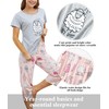 PNAEONG Women Pajama Set Sleepwear Tops with Capri Pants Casual
