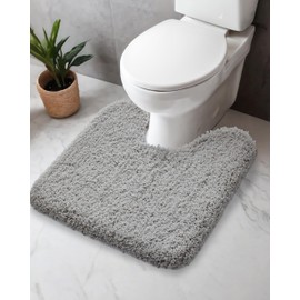 Disolla Toilet Rug U Shaped Grey 22x24 Machine Washable Non Slip Toilet Floor Mat Soft Plush Contour Rug for Bathroom Floor