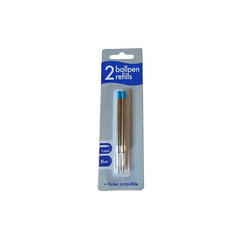 Twin Pack Ballpoint Pen Refills Parker Compatible Black Or Blue
