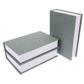 Mobestech 3pcs Faux Book Storage Box Set Linen Decorative Book Boxes for Home Office Vintage Shelf Decor Hidden Trinket Organizer Fake Model Decoration