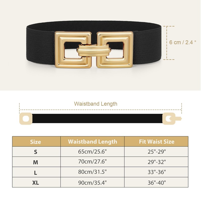WHIPPY Women Wide Elastic Waist Belt Fashion Hollow Out Square