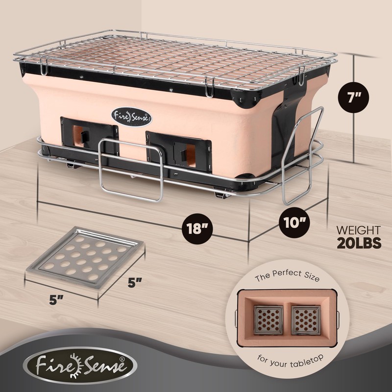 Fire Sense 60450 Yakatori Internal Grates Charcoal Chrome Cooking Grill