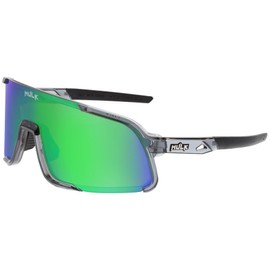 MCR Safety HK42BGZP Hulk HK4 Safety Glasses with A Retro Single-Lens Design, Soft Adjustable Nose Pads and Arms and Scratch Resistant Coating, Crystal Gray Frame, Green Mirror Lens